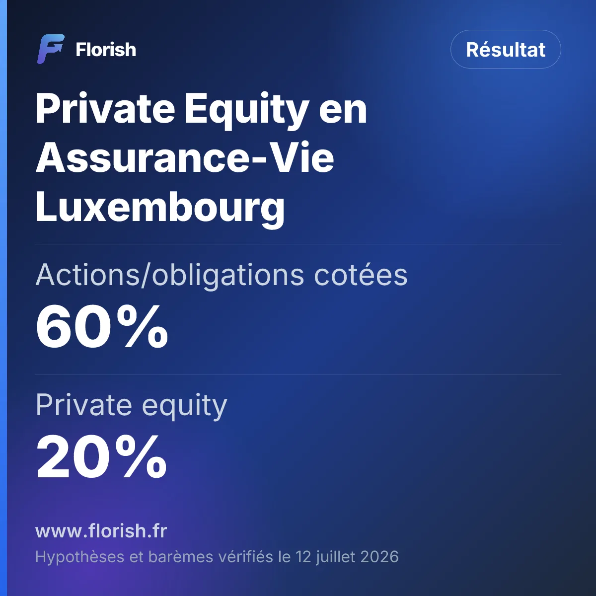 Private Equity en Assurance-Vie Luxembourg : Actions/obligations cotées 60%, Private equity 20%, Immobilier 15%, Liquidités 5%